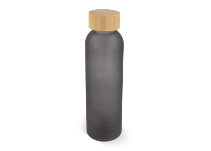Bouteille publicitaire verre et bambou 500ml Gris foncé